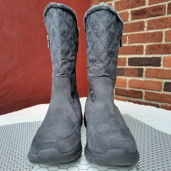 Lands End Quilted Boots Insulated Warm Mid Calf Snow Winter Boot Gray 9 - Picture 6 of 14